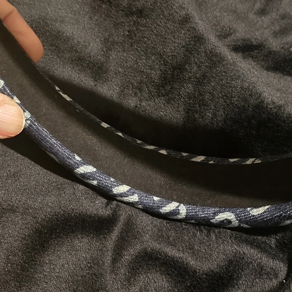 Miu Miu Navy and Silver Logo Headband